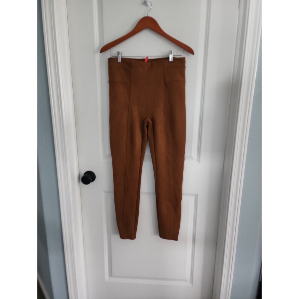 Spanx High Waist Faux Suede  Leggings Rich Caramel Tan Pull On Stretch 20322R